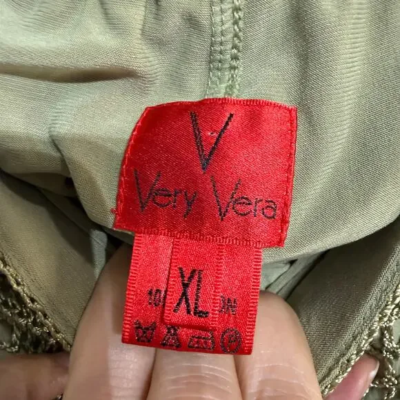 Very Vera Crochet Maxi Skirt Boho Open Knit Olive Festival Layering Sz XL - Picture 2 of 4